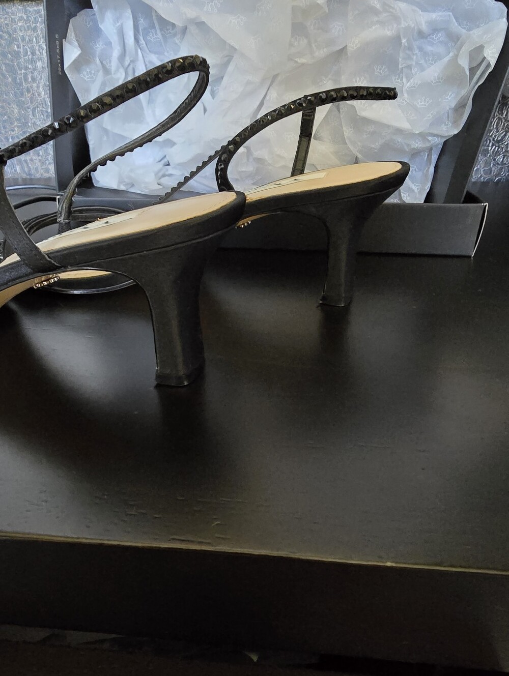 Nina Black Strappy Kitten Heel Sandals - Picture 2 of 4